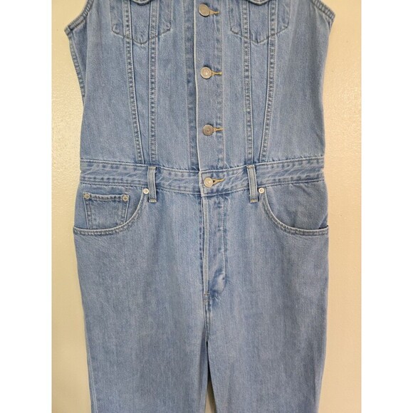 Levi's Sleeveless Jumpsuit Womens Size Small Button Down Premium Quality Blue - Picture 7 of 13